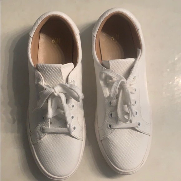 H&amp;M Shoes White Snakeskin Sneakers Poshmark